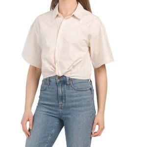 FRAME Cropped Twist Front Shirt